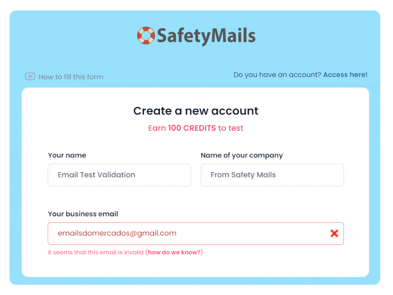 SafetyMailsのリアルタイム電子メール認証のデモ画像