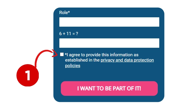 Example of a checkbox for consent to data collection