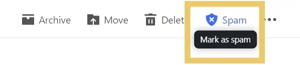 Example of "Mark as spam" from YahooMail!