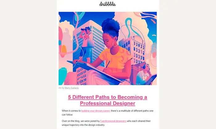 Content email from Dribbble