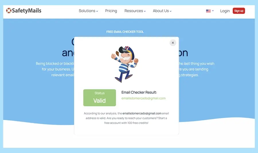 Free email checker tool for quick email verification on SafetyMails' website