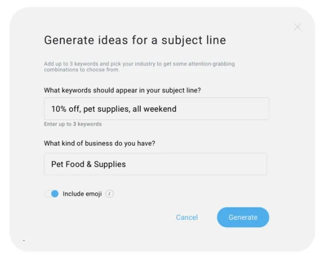 GetResponse AI subject line generator